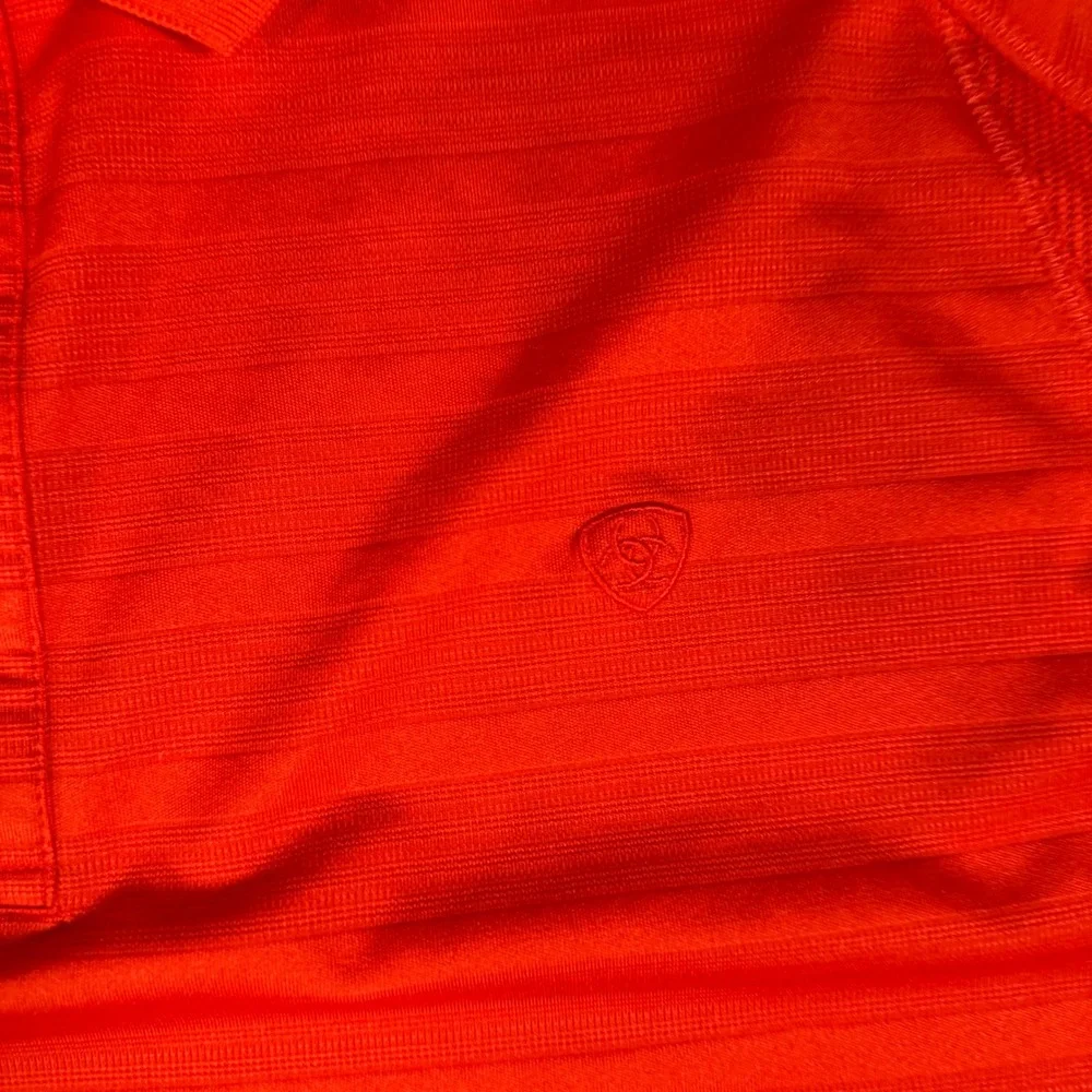 Ariat Mens XL Orange AriatTEK Heat‎ Series Striped Performance Shirt Short Slv